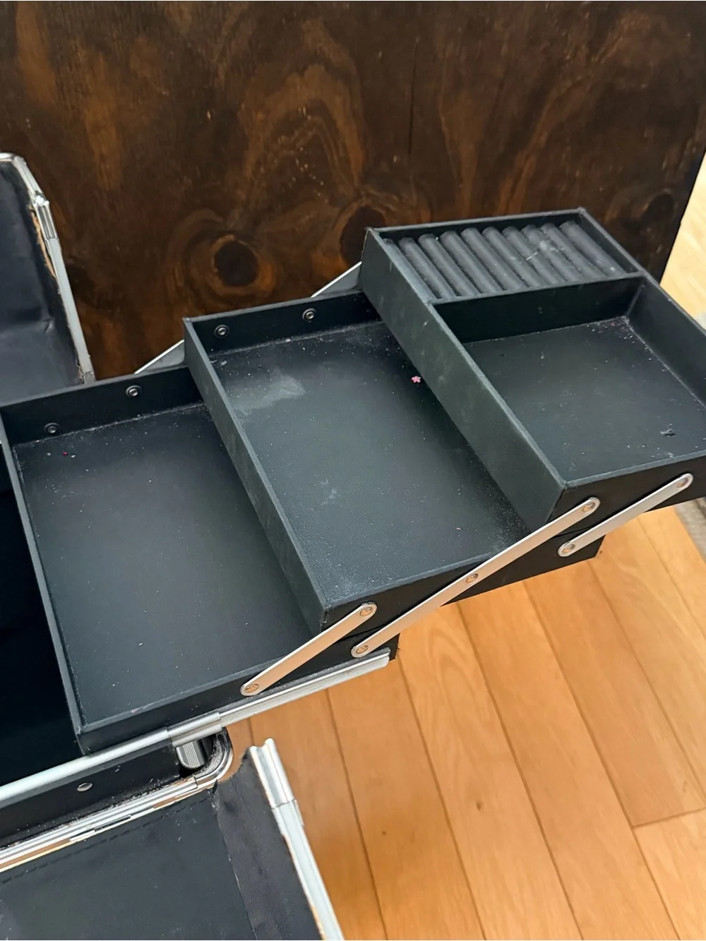 Portable Pink Holographic Makeup Case with Wheels